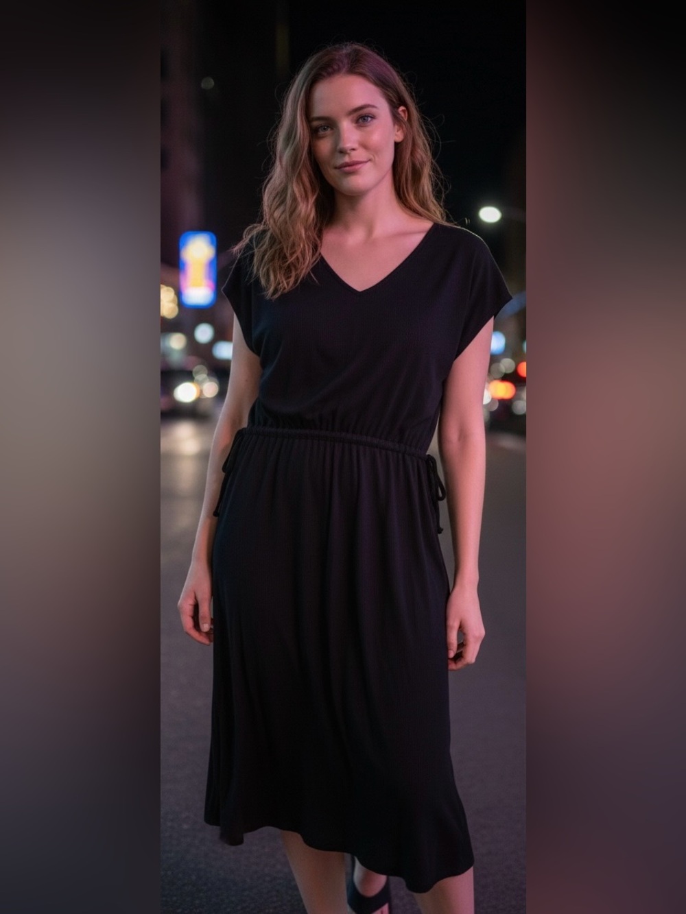Old Navy Black Sheath Maxi Dress V-neck Size Large NWT